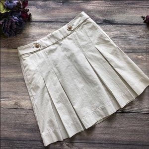 J. Crew Pleated Wendy Skirt tan cream stripe sz 4